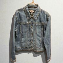 Vtg Harley Davidson Denim Trucker Jacket Metal Studs Embroidered Snap Bu... - $80.00