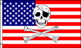USA Pirate Skull and Crossbones Polyester 3x5 Foot Flag Jolly Roger American US - £13.21 GBP