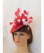 FASCINATOR, Red Hat with Feathers Wedding, Church hat  fascinator Goodwo... - £42.22 GBP