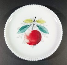 Vintage Milk Glass Westmoreland Beaded Edge 7 1/4&quot; Salad Dessert Plate Apple - $18.80