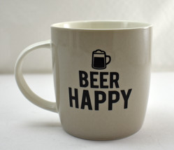 Beer Happy Mug - Beige Black White Coffee Cup by Bell &amp; Curfew - $9.45