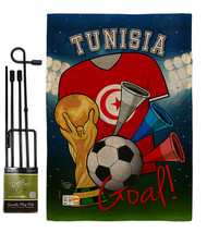 World Cup Tunisia Soccer Burlap - Impressions Decorative Metal Garden Pole Flag  - £27.15 GBP