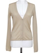 MIU MIU Cardigan Sweater Knit Top Beige Cashmere Silk V-Neck Long Sleeve... - £170.86 GBP