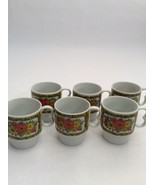 SI Japan Mugs Lot Of 6 Yellow Red Black &amp; Green Mugs Mid-Century Vintage - $9.40