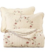 Vctops 3-Piece Floral Embroidered Bedspread Coverlet Set Twin Size, Flow... - $131.60 CAD