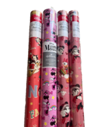 4 Rolls Pink Minnie and Mickey Christmas Gift Wrapping Paper 87 sq ft Total - £23.67 GBP