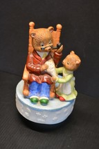 VTG Japan Ceramic Toyland Revolving Spins Music Box Papa Bear Baby Nursery Decor - £13.46 GBP