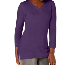 Karen Scott Womens Small Purple Dynasty V Neck Long Sleeve Sweater NWT D86 - £15.65 GBP