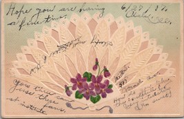 USED Vintage Fan Embossed Postcard PC606 - £3.80 GBP