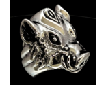 Very Big and Heavy Sterling silver men's Animal ring Wild Boar head Hog high pol - $238.50