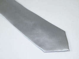 Men's Satin Silky Tie Hankie Set J.Valintin Private Collection R65 Solid Silver image 3