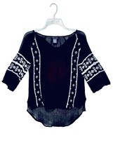 Wet Seal Womens XS Black Sheer Boho Beachy Split V Neck 3/4 Sleeve High ... - $189.41 MXN