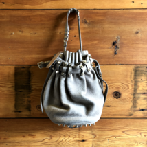 Alexander Wang Gray Diego Heavy Leather Studded Bucket Bag Purse 0226AT - £78.66 GBP