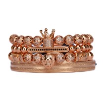 4pcs/set Luxury Royal king crown bracelet set charm lion Stainless steel beads S - £43.97 GBP