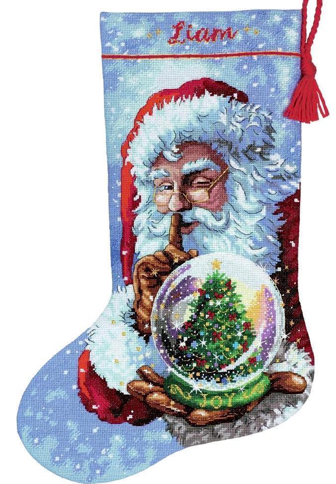 DIY Dimensions Santas Snow Globe Christmas Eve Cross Stitch Stocking Kit 08985 - $39.95