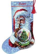 DIY Dimensions Santas Snow Globe Christmas Eve Cross Stitch Stocking Kit 08985 - £31.93 GBP