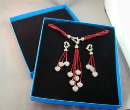 Heidi Daus Sweet Heart Tassel Drop Necklace &amp; Earrings NIB STUNNING - £201.06 GBP