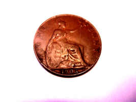 1905 Great Britain One Penny King Edwardvs Vll Large Cent England bronze... - $6.88