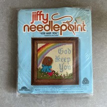 1981 Jiffy Needlepoint God Keep You Kit #5555 NIP Vintage 5&quot; x 5&quot; - $15.99