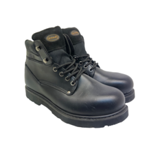 Dr. Scholls Men&#39;s Grafton Mid-Cut Steel Toe Work Boots Black Leather Size 10M - £45.56 GBP