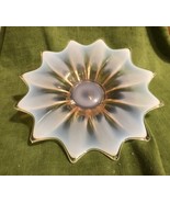 Sunburst Frosted Glass Flower shaped Candy Dish White / Pink Handmade - £37.82 GBP