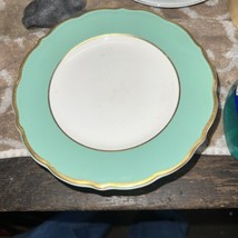 Syracuse China Restaurant Ware Green Band Scallop Edge Gold Trim Salad P... - £7.15 GBP