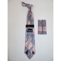 Men's Stacy Adams Necktie and Hankie Set Fancy Design Silky Look SAT30 Pink image 2