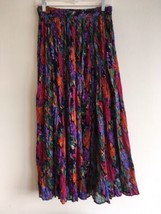 Boho Bright Colorful Long Broomstick Crinkle Skirt Needs Drawstring OneSize  O/S - £35.93 GBP
