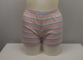 Ladies Knit Sleep Shorts Elastic-Waist Pink Striped Print Size S - £15.63 GBP