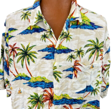Nautica Hawaiian Aloha XL Shirt Palm Trees Beach Ocean Beach Island SailBoats - £35.39 GBP
