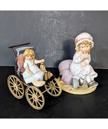 Girl Spilling Bowl Figurine The Good Company Ceramic and Girl on Strolle... - $33.66