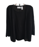 Alfred Dunner Black Sweater Size Large Lace 3/4 Sleeves Layered Look Car... - £17.27 GBP