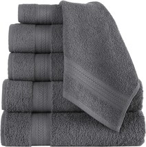 6 Piece Towel Set 2 Bath Towels, 2 Hand Towels, 2 Washcloths Gray NEW - £25.45 GBP