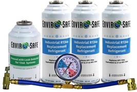 R 134a Refrigerant Replacement+R134a Leak Sealant w/UV Dye - 4 Cans+R134a Gauge - £55.83 GBP