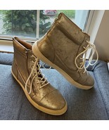 Faryl Robin Gold Metallic Distressed High Top Sneakers Women’s 11 Free P... - $1,202.18 MXN