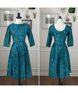 Vintage 60s Turquoise Green 3/4 Sleeve Fit and Flare Dress 4 S - $94.89 CAD