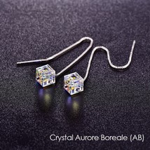 Crystals From Swarovski Square Beads Drop Earrings For Women Chain Piercing Dang - £21.98 GBP