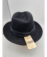 STEVE HARVEY COLLECTION 100% WOOL HAT FEDORA BLACK SIZE MEDUIM MADE IN USA - £24.92 GBP