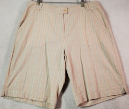 Woolrich Seersucker Shorts Womens Size 16 Multi Railroad Stripes Slash Pockets - £14.31 GBP