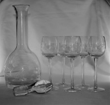 Toscany Crystal Romania Virna Decanter + 5 Cordial Glasses #2547 - £46.36 GBP