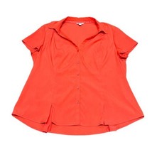 Cato Est 1946 Orange Short Sleeves Button Up Shirt Blouse XL Top Womens Casual - £14.63 GBP