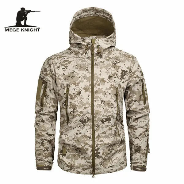 MEGE Men&#39;s  Fleece  Jacket Men Waterproof  Soft Windbreaker Winter Army Hooded C - $275.35