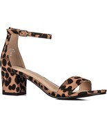 ILLUDE Ankle Strap Kitten Heel Sandals Low Block Shoes Jasmine Leopard S... - £25.74 GBP