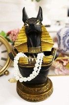 Egyptian God Anubis Jackal Dog Bust Decorative Box Figurine In Black And Gold - £36.16 GBP