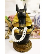 Egyptian God Anubis Jackal Dog Bust Decorative Box Figurine In Black And... - $63.63 CAD