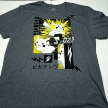 Pokemon Pikachu Thunderbolt Japan Grey Black Graphic Action Men T-Shirt 2XL - £18.19 GBP