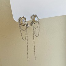 MENGJIQIAO Fashion Irregular Metal Long Tassel Drop Earrings For Women Girls Ele - £10.44 GBP