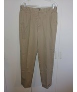 LAND'S END MEN'S TAN KHAKI PLEATED/CUFFED PANTS-32-TRADITIONAL FIT-BAREL... - $11.29