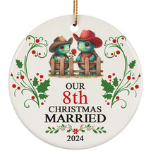 Our 8th Years Christmas Married Ornament Gift 8 Anniversary With Turtle Couple - £11.89 GBP