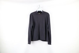 Vintage 90s LL Bean Womens Large Faded Blank Mock Neck Long Sleeve T-Shirt Black - £31.61 GBP